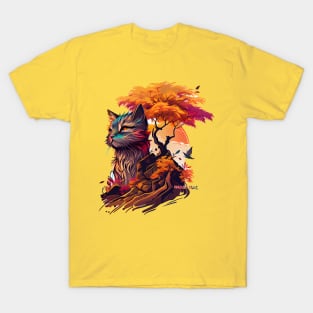 Surreal Anime Cat Diorama T-Shirt